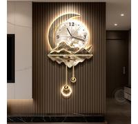 LUVEQLSIT Horloge Murale décorative 3D avec éclairage LED,Sculpture Murale Moderne représentant Un Paysage de Montagne, Horloge décorative à Mouvement Silencieux pour Salon de thé(Beige,60cm/23.6in)