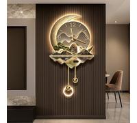 LUVEQLSIT Horloge Murale décorative 3D avec éclairage LED,Sculpture Murale Moderne représentant Un Paysage de Montagne, Horloge décorative à Mouvement Silencieux pour Salon de thé(Gray,60cm/23.6in)