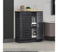 LUVEQLSIT Meuble Rangement WiFi en Bois, Cache Routeur avec Portes, 80cm | Design persienné, Dissipation thermique, Étagères ajustables, Style rustique(Gray,50*25*70cm)