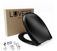 LUVETT C770 Abattant de WC ovale avec système d'abaissement automatique SoftClose® & TakeOff® EasyClean • Matériau en Duroplast hygiénique • Couvercle de toilettes, C :Noir