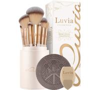 Luvia-Cosmetics Brush Brush-SetPrime Vegan Champagne Brosse Highlighter + Brosse Poudre + Brosse Fard à Joues + Eye Shader + Precision Shader + Small Blender + Precision Blender + Brow Duo 2-in-1 + Ép
