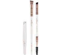 Set de pinceaux de maquillage Luvia, Prime Brow Kit, set de pinceaux à sourcils, 2 pinceaux cosmétiques véganes avec pincettes, pinceaux de maquillage