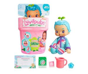 Luvibubs Poupée, Ajoute de l'engrais, arrose et Regarde Brave Bella Pousser, Contient Un Pot Qui se transforme en Chaise Haute, Un gobelet arrosoir et Un Accessoire Surprise, 4 à Collectionner