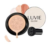 Luvie Glow Foundation Cushion, Coussin d'Air Tête de Champignon Cc Cream, Fond de Teint CC Cream, Hydratant Longue Durée, Teint Uniforme pour Tous Les Types de Peau (Chaud)
