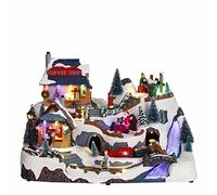 Luville Village de No‘l Treinstation-39.5x27x26 cm-PE-Mutli, polyrésin, Rouge, Unique