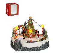 LuVille Village de Noël miniature Scène de sapin de Noël