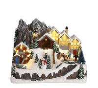 LuVille Village de Noël Miniature Scène d'hiver - L33 x L22 x H24 cm