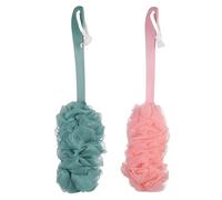 luvilly Lot de 2 paquets de 40,6 cm en maille de nylon souple avec long manche pour le dos, brosse exfoliante pour le corps, convient pour homme et femme, accessoires de douche (rose et vert)