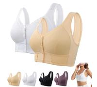 Luvisy Bra, Luvisystore Bra for Seniors Stretchy Front Closure Breathable Bra Comfortable Convenient No Underwire (Color : White+Skin Color, Size : 52/120)