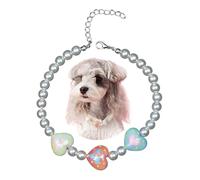 LUVMOJO Joli collier de perles pour animal domestique avec pendentif en forme de cœur, bijou réglable pour chihuahua, yorkshire et petits chiens, accessoires élégants pour chiennes et filles, M
