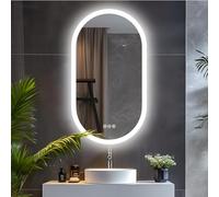 LUVODI Deux Mirrors Salle de Bains Ovales: Mirror LED 80x50cm Mirror Mural avec Éclairage 3 Couleurs Miroir Lumineux Anti Buée avec Interrupteur Fonction Mémoire IP65 Vertical ou Horizontal
