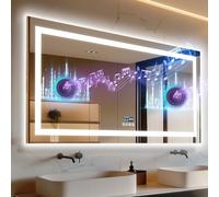 LUVODI Grand Miroir LED Salle de Bain: 160x80cm Miroir Mural Horloge et Bluetooth 5.2 Miroir Lumineux 60W Anti buée pour La Maison Hôtel Fonction Mémoire Interrupteur Tactil