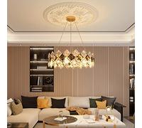 LUVODI Lustre Cristal Salon Moderne：Plafonnier Cristal 60cm Chambre Grand Luminaire Plafonnier Doré Suspension Cristal LED Pour Cuisine