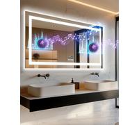 LUVODI miroir de salle de bain avec lumière Bluetooth et musique LED rétro-éclairé 140 x 70 cm