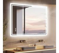 LUVODI Miroir de salle de bain avec lumière LED : 60 x 80 cm Miroirs muraux modernes rectangulaires intelligents avec 3 couleurs de lumière rétro-éclairé réglable, IP56, CRI> 97, CE, vertical