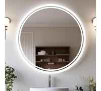 LUVODI Miroir Rond LED Rétroéclairé 80cm pour Salle de Bain - Lumineux à Intensité Variable, Connecté, Anti-buée, Bouton Tactile Intelligent, Maquillage et Rasage, IP65, Gradable, Mémoire