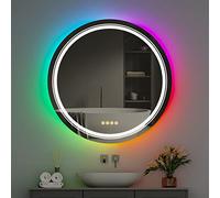 LUVODI Miroir Rond LED RVB SDB: 60 Cm Éclairage Avant Interrupteur Tactile Intensité Variable 11 Couleurs Fonction Mémoire Miroir Mural pour Invités WC Studio Cosmétique Restaurants