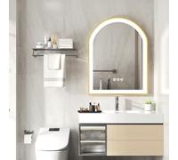 LUVODI Miroir Salle de Bain Arche: Miroir Lumineux Mural 900x600mm Anti Buée 3 Tactile Éclairage Intégré LED IP56