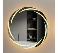 LUVODI Miroir Salle de Bain Connecté Rond avec Éclairage LED: Lumineux Anti-Buée IP65, Mural Gradable, Fonction Mémoire, 3 Températures de Couleur, Interrupteur Mural - 60x60cm