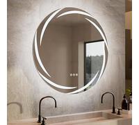 LUVODI Miroir Salle de Bain Mural Connecté LED Lumineux Anti-Buée Éclairage Intégré 3 Tactiles 80x80 cm