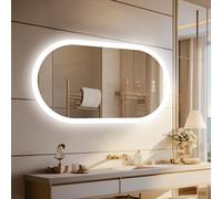 LUVODI Miroir Salle de Bain Ovale: 120x60 cm Miroirs Mural avec Lumière LED Anti Buée 3 Couleurs Lumineux Tactile avec Rétroéclairage Vertical ou Horizontal IP65