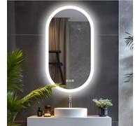 LUVODI Mirror Salle de Bain Ovale: 80x50cm Mirrors Mural avec Éclairage 3 Couleurs LED Anti Buée avec Interrupteur Lumineux Fonction Mémoire Rétro-Éclairage Vertical ou Horizontal