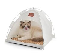 Luvore Tente Lit de Chat Portable 48x48x42cm, Tente pour Animal Domestique, Aucune Installation requise, Nid avec Coussin Amovible, Tipi pour Chiens, Chats, Lapins