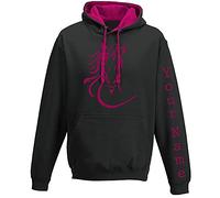 Luvponies Sweat à capuche équestre à crinière fluide, Noir et rose vif, XL