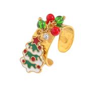 LuvQaze Bague de Noël pour femme - Ouverture réglable - Bague de Noël pour petite amie, épouse, mère, fille, Strass, Strass