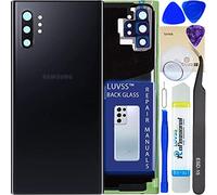 LUVSS Cache Batterie pour Samsung Galaxy Note 10+ Plus Noir Coque Vitre Arrière avec Lentille de Caméra, Adhésifs, Kit Outils, Guide De Réparation SM-N975 N976F
