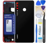 LUVSS Vitre Arrière pour Huawei P30 Lite Noir Coque Cache Batterie avec Lentille de Caméra, Adhésifs, Kit Outils, Guide De Réparation
