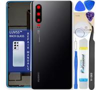 LUVSS Vitre Arrière pour Huawei P30 Noir Coque Cache Batterie avec Lentille de Caméra, Adhésifs, Kit Outils, Guide De Réparation