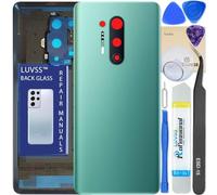 LUVSS Vitre Arrière pour OnePlus 8 Pro Vert Coque Cache Batterie avec Lentille de Caméra, Adhésifs, Kit Outils, Guide De Réparation