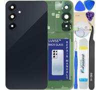 LUVSS Vitre Arrière pour Samsung Galaxy A35 SM-A356B/DS Noir Coque Cache Batterie avec Lentille de Caméra, Adhésifs, Kit Outils, Guide De Réparation