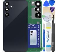 LUVSS Vitre Arrière pour Samsung Galaxy A55 SM-A556B/DS Noir Coque Cache Batterie avec Lentille de Caméra, Adhésifs, Kit Outils, Guide De Réparation