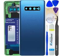 LUVSS Vitre Arrière pour Samsung Galaxy S10+ Plus SM-G975F/DS Bleu Coque Cache Batterie avec Lentille de Caméra, Adhésifs, Kit Outils, Guide De Réparation