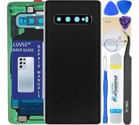LUVSS Vitre Arrière pour Samsung Galaxy S10 SM-G973F/DS Noir Coque Cache Batterie avec Lentille de Caméra, Adhésifs, Kit Outils, Guide De Réparation