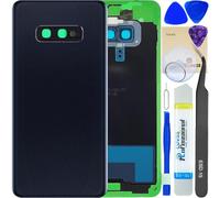 LUVSS Vitre Arrière pour Samsung Galaxy S10e SM-G970F/DS Noir Coque Cache Batterie avec Lentille de Caméra, Adhésifs, Kit Outils, Guide De Réparation