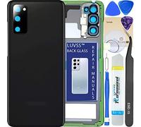 LUVSS Vitre Arrière pour Samsung Galaxy S20 G980 G981 Noir Coque Cache Batterie avec Lentille de Caméra, Adhésifs, Kit Outils, Guide De Réparation