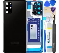LUVSS Vitre Arrière pour Samsung Galaxy S20+ Plus G986 G985 Noir Coque Cache Batterie avec Lentille de Caméra, Adhésifs, Kit Outils, Guide De Réparation