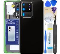 LUVSS Vitre Arrière pour Samsung Galaxy S20 Ultra SM-G988B/DS Noir Coque Cache Batterie avec Lentille de Caméra, Adhésifs, Kit Outils, Guide De Réparation