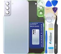 LUVSS Vitre Arrière pour Samsung Galaxy S21+ Plus G996 Argent Coque Cache Batterie avec Lentille de Caméra, Adhésifs, Kit Outils, Guide De Réparation