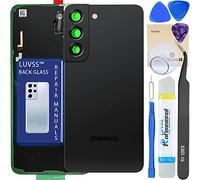 LUVSS Vitre Arrière pour Samsung Galaxy S22 5G SM-S901B/DS Noir Coque Cache Batterie avec Lentille de Caméra, Adhésifs, Kit Outils, Guide De Réparation