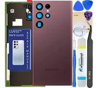 LUVSS Vitre Arrière pour Samsung Galaxy S22 Ultra SM-S908 Purple Coque Cache Batterie avec Lentille de Caméra, Adhésifs, Kit Outils, Guide De Réparation