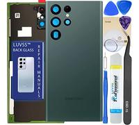 LUVSS Vitre Arrière pour Samsung Galaxy S22 Ultra SM-S908 Vert Coque Cache Batterie avec Lentille de Caméra, Adhésifs, Kit Outils, Guide De Réparation