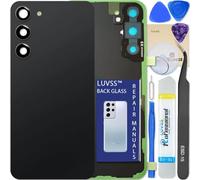 LUVSS Vitre Arrière pour Samsung Galaxy S23+Plus SM-S916B/DS Noir Coque Cache Batterie avec Lentille de Caméra, Adhésifs, Kit Outils, Guide De Réparation