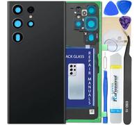 LUVSS Vitre Arrière pour Samsung Galaxy S23 Ultra SM-S918B/DS Noir Coque Cache Batterie avec Lentille de Caméra, Adhésifs, Kit Outils, Guide De Réparation
