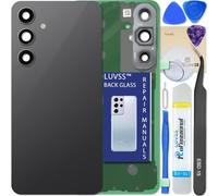LUVSS Vitre Arrière pour Samsung Galaxy S24 FE SM-S721B/DS Gris Graphite Coque Cache Batterie avec Lentille de Caméra, Adhésifs, Kit Outils, Guide De Réparation