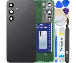 LUVSS Vitre Arrière pour Samsung Galaxy S24 FE SM-S721B/DS Gris Graphite Coque Cache Batterie avec Lentille de Caméra, Adhésifs, Kit Outils, Guide De Réparation