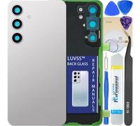 LUVSS Vitre Arrière pour Samsung Galaxy S24 SM-S921B/DS Gris Coque Cache Batterie avec Lentille de Caméra, Adhésifs, Kit Outils, Guide De Réparation